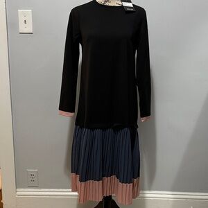 New York & Company Black Dress with Blue and Pink Accents